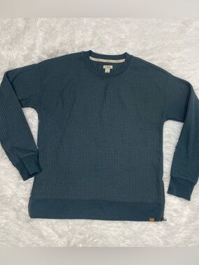 L.L. Bean Oversized Knit Sweater Women’s Size XS Teal Side Zippers Outdoor